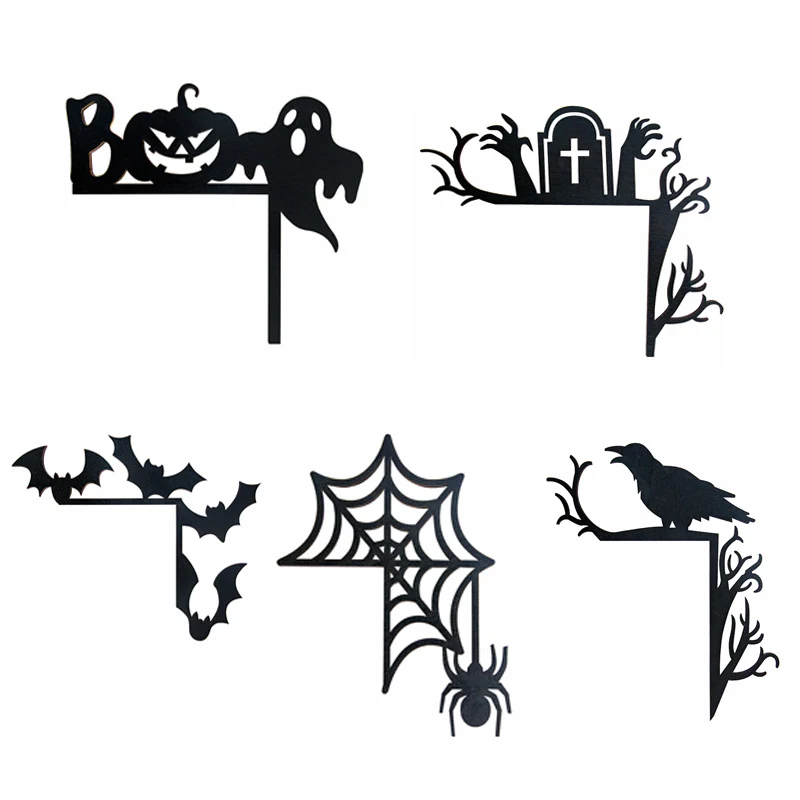 Halloween Tür Ecke Zeichen Kürbis Fledermaus Spinnennetz schwarz Holz hängen Ornament für Halloween Party Home Türrahmen Dekorationen