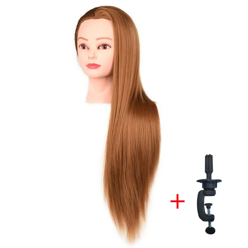 스트레이트 헤어 트레이닝 마네킹 머리, 머리 땋기 연습용, 미용실 머리 미용사 메이크업 스타일링 도구, 63cm 