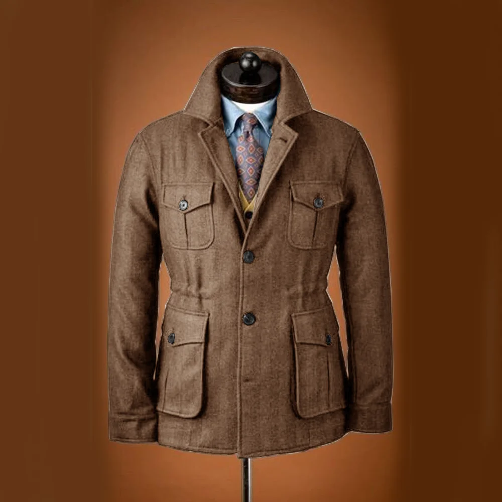 Men Suits Jackets Tweed Jacket Tuxedo Woolen Suit Single Breasted Casual Slim Fit Male Blazers Winter