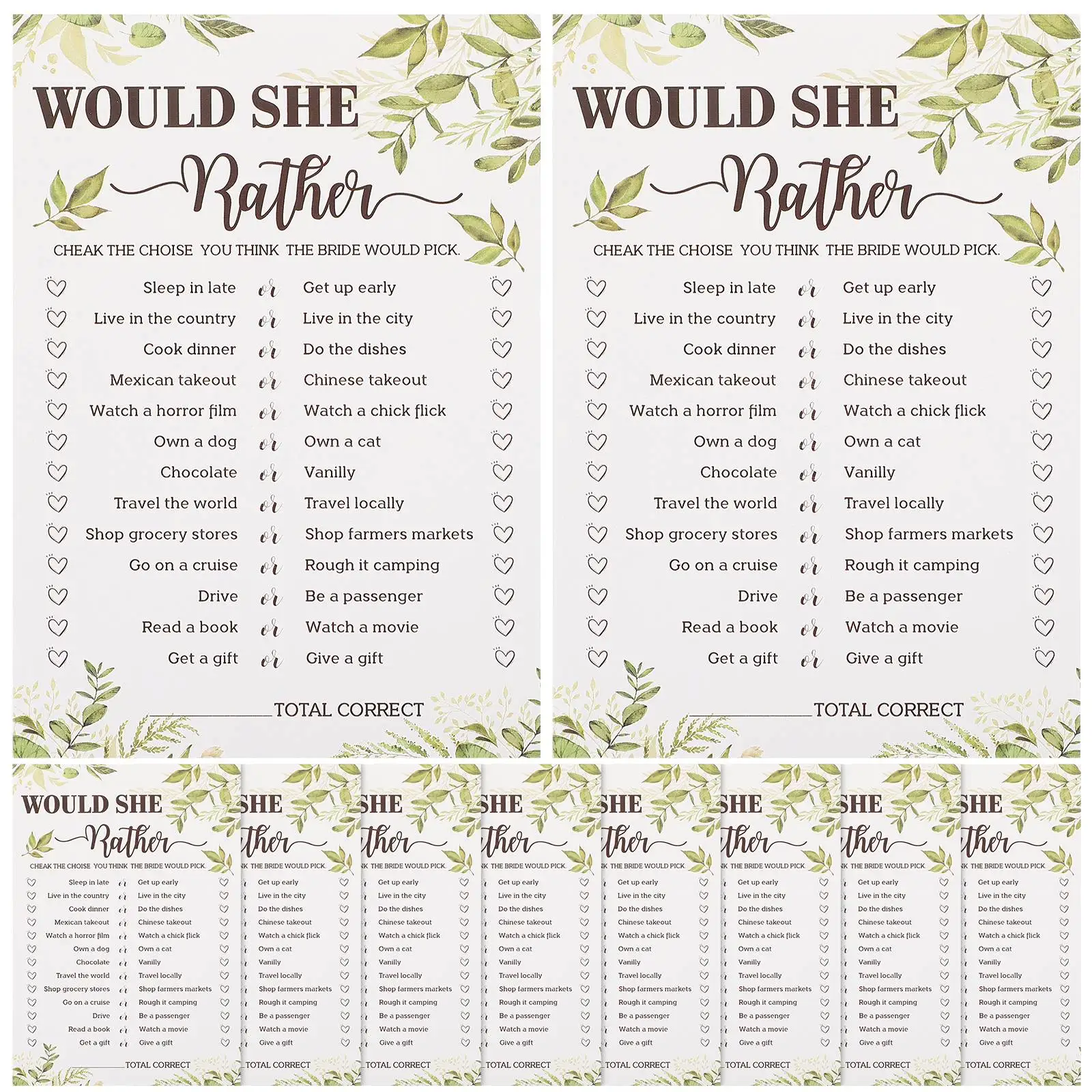 Wedding Bridal Shower Game Cards 1