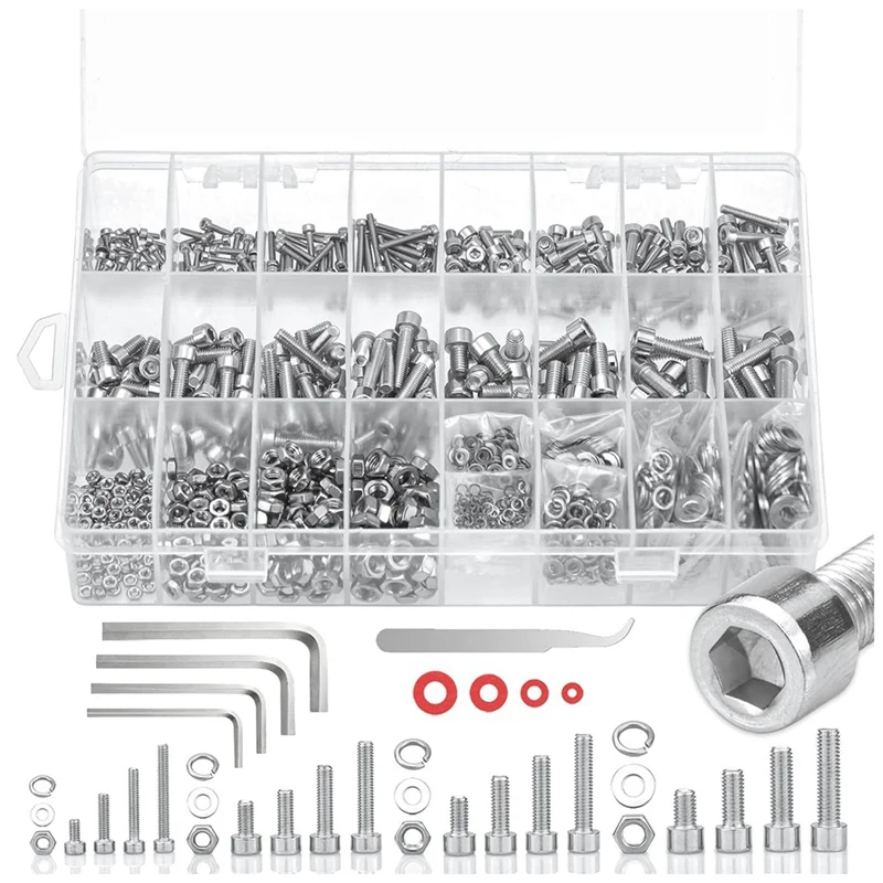 

1305Pcs Metric Screw Aassortment, Nut And Bolt Set Kit 2-M5 Hex Socket Head Cap Screws