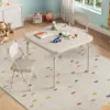 Garvee Kids Table and 2 Chairs Foldable Set, Space-Saving Children's Desk with Chairs for Playing, Drawing & Homework, for Kids Ages 3 and Up, White