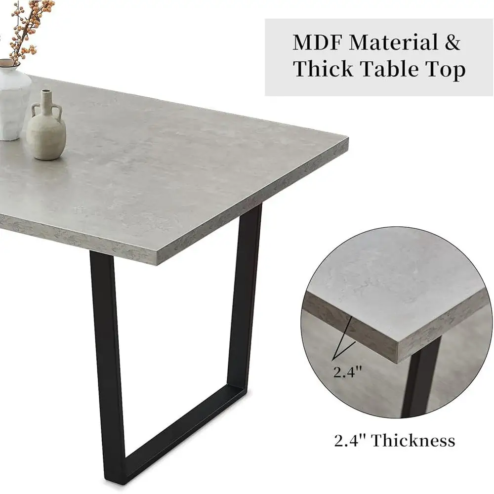 5 Piece Dining Table Set Modern Kitchen Table Leather Chairs Ergonomic Design Sturdy Durable Easy Clean Space Saving Versatile 6
