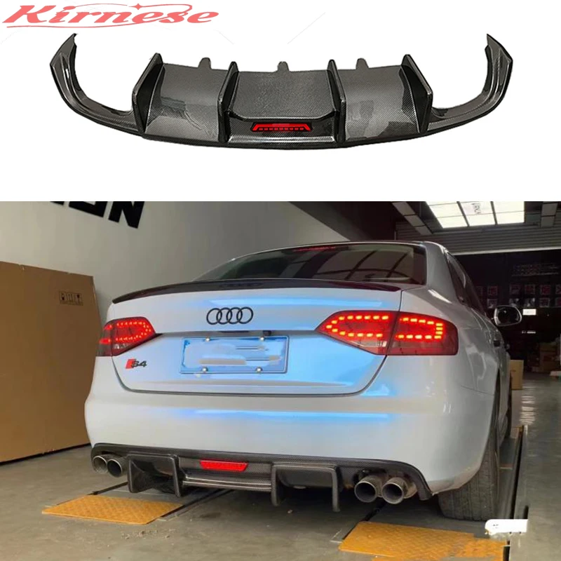 For Audi A4  S Line S4 B8 B8.5 Sports Version 2009 - 2016 Carbon Fiber Rear Lip Spoiler Bumper Diffuser Car Accessories