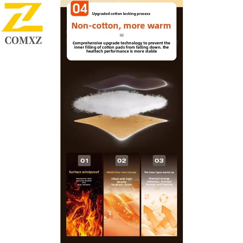 ​Men Graphene Heated Cotton Padded Jacket Thickened Winter Warm Outerwear Detachable Hood American Style Casual Outdoor Wear​