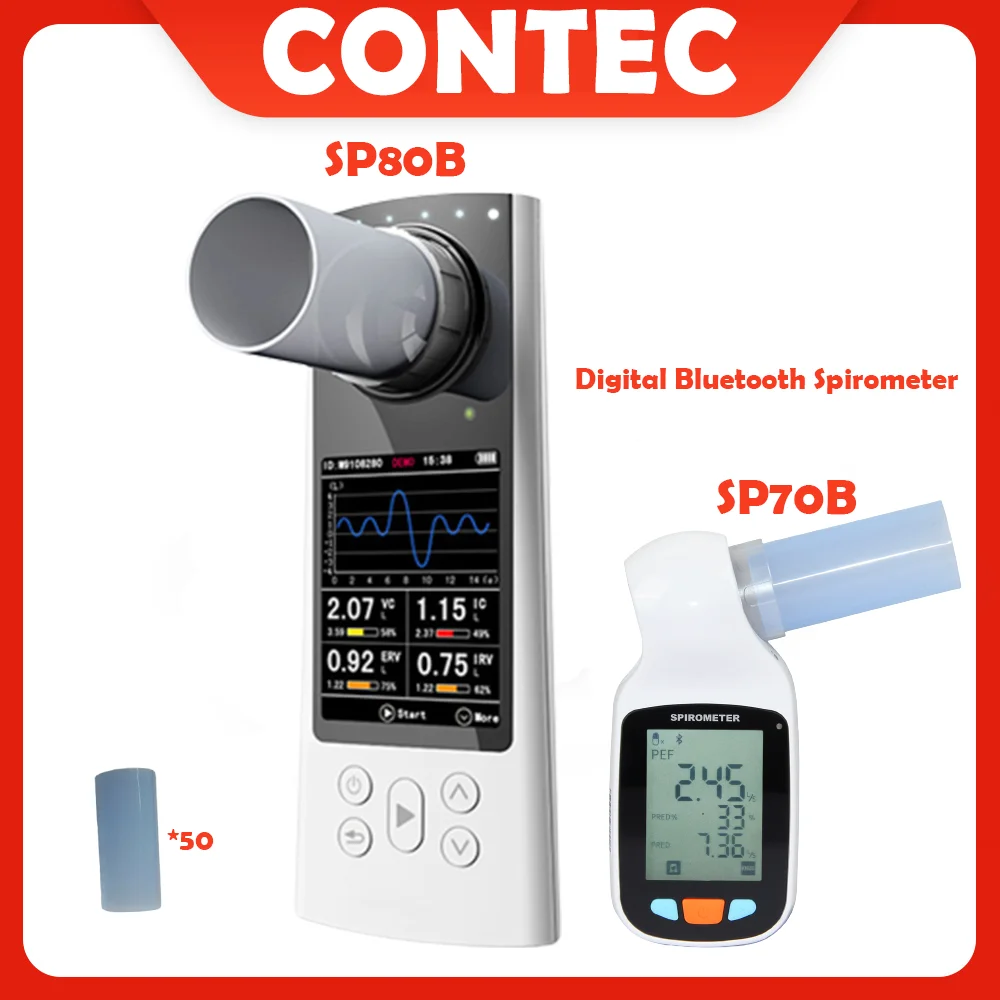Contec Sp80b/sp70b Digital Bluetooth Spirometer Lung Breathing