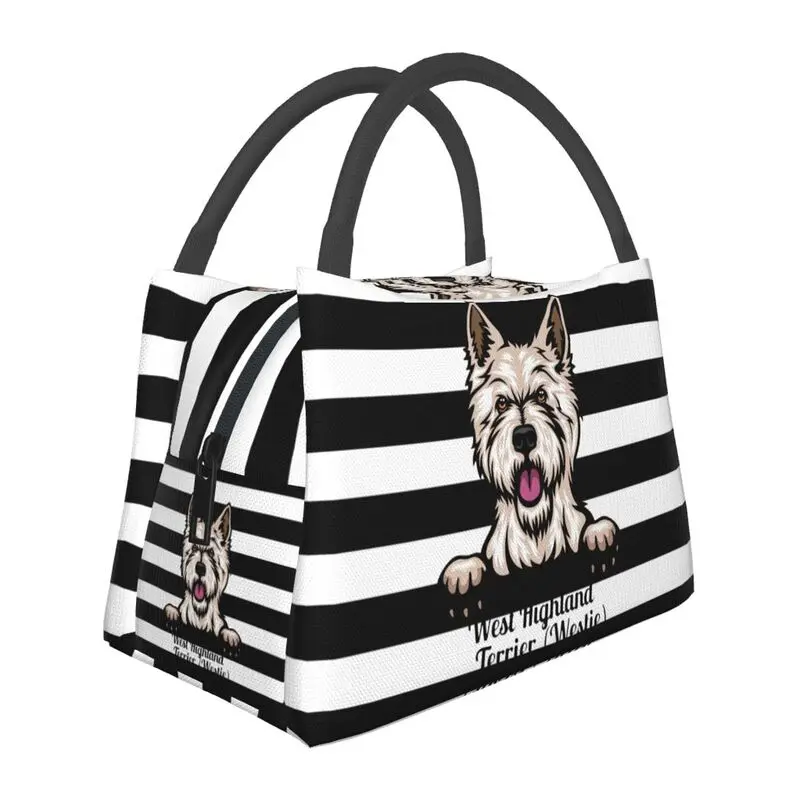 

Custom Peeking Dog West Highland White Terrier Lunch Bag Thermal Cooler Insulated Lunch Boxes for Picnic Camping Work Travel