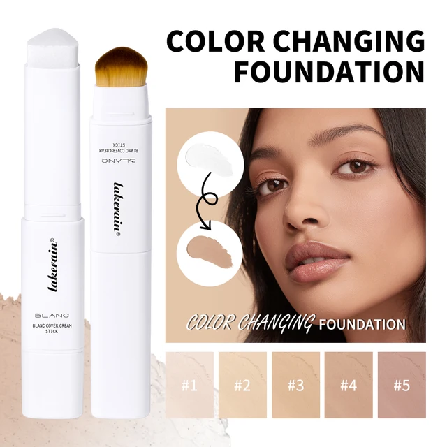 Color Changing Foundation Stick V-Shape Design Blanc Cover Cream Stick High Coverage Even Skin Tint Foundations Base Makeup