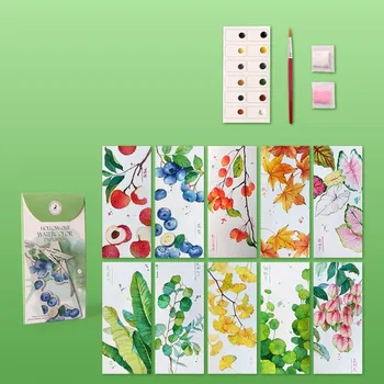 Nuovo set di pittura ad acquerello da 10 fogli Set di pittura segnalibro da colorare fatto a mano vuoto in 12 colori fai da te