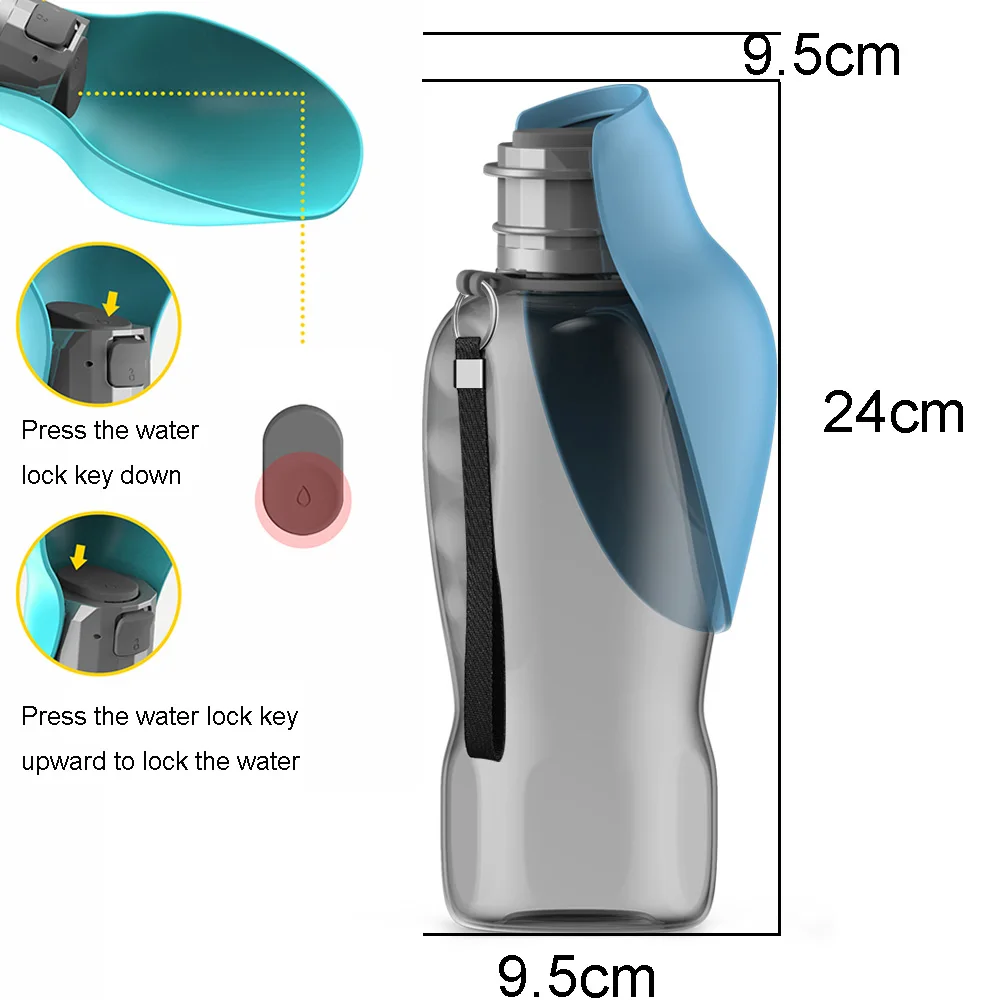 800ml Large Dog Water Bottle Outdoor Walking Hiking Leakproof Portable Drinking Bowl for Small Medium Big Dogs Cats Pet Supplies 2