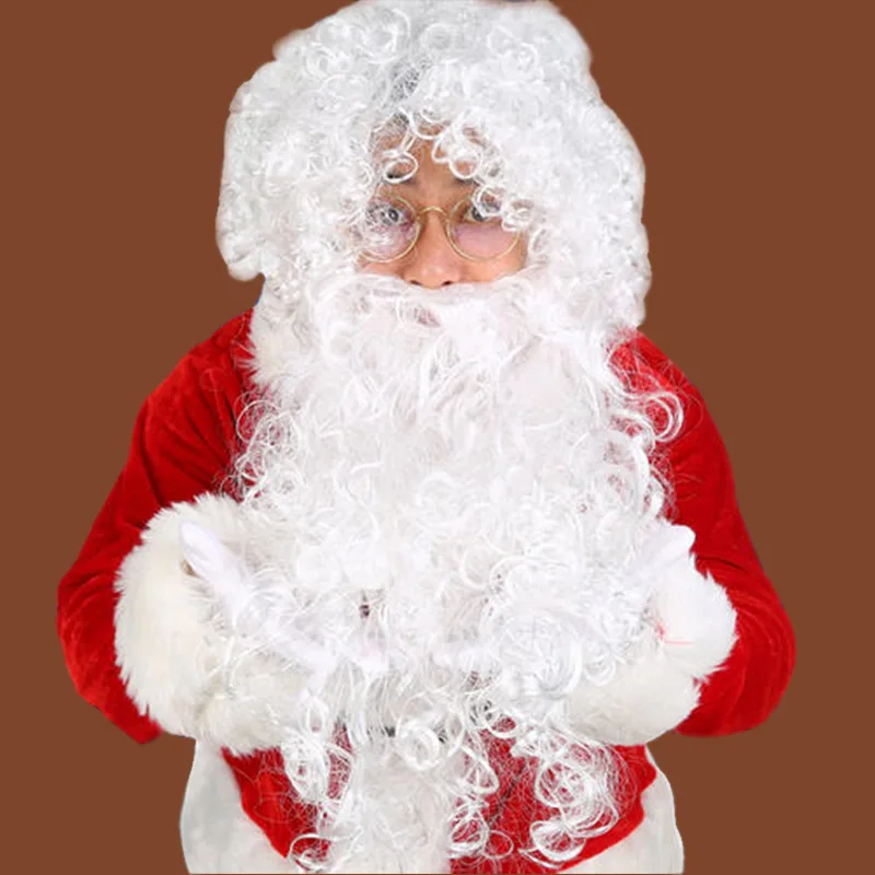 thumbnail image 1 of Barba falsa navideña de Papá Noel, barba blanca, accesorios de cosplay de Navidad, suministros de decoración de barba artificial para fiestas de bricolaje en casa 2024, 1 of 4