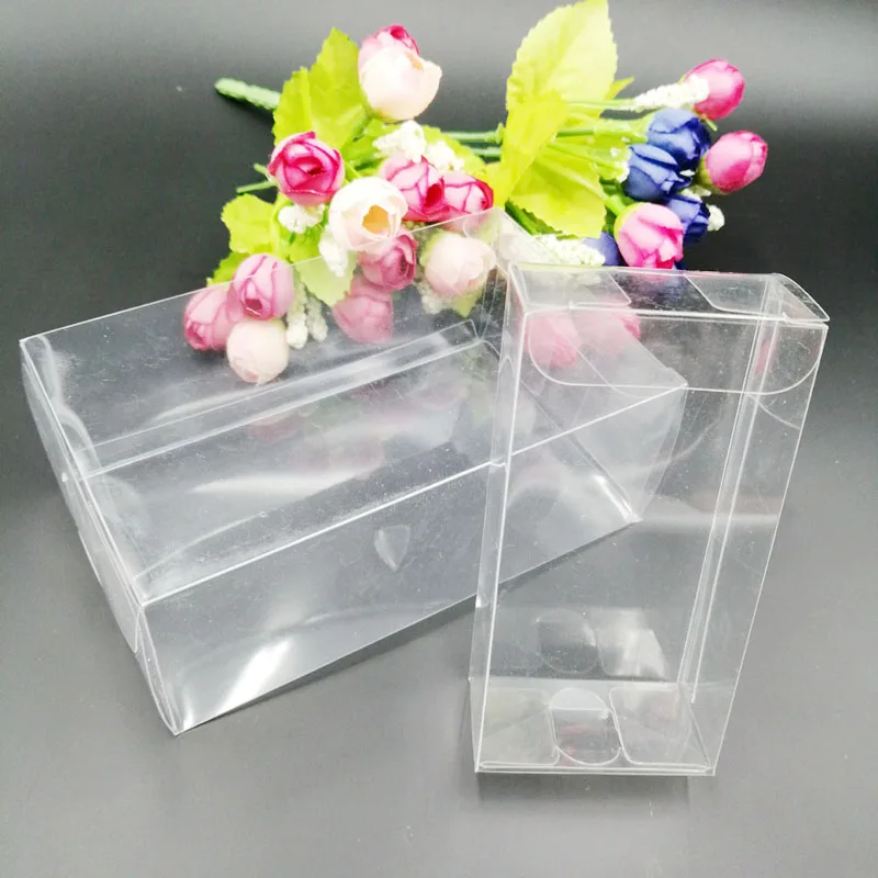 100pcs 4xBxC Rectangle Mini Gift Boxs Christmas Storage Boxes Transparent Plastic Box Clear PVC Gift Box Packaging Wedding Candy