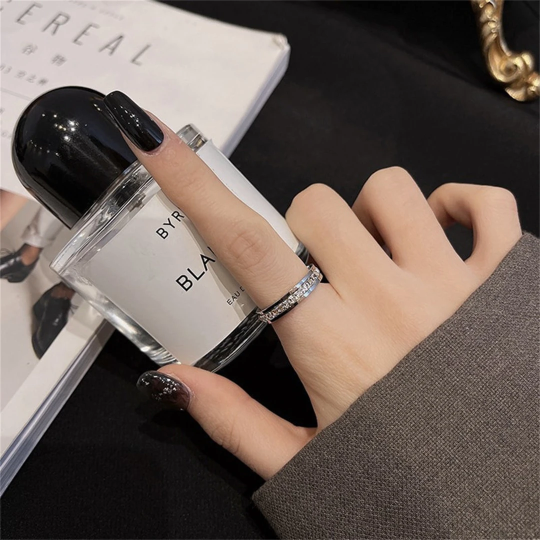 Stainless Steel Ring Double Rowed Square Zircon Women's Engagement Wedding Party Jewelry Gift