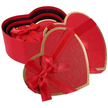3PCS Gift Wrapping Paper Boxes Lipstick Perfume Heart Shaped Packing Boxes