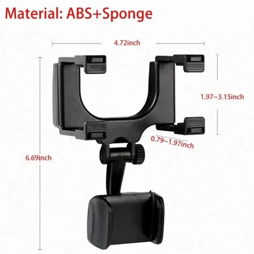 360 Car Mirror Mount Bracket Phone Holder Rearview Navigation GPS Mobile Stand Clip Foldable Adjustable Car Cell Phone Support