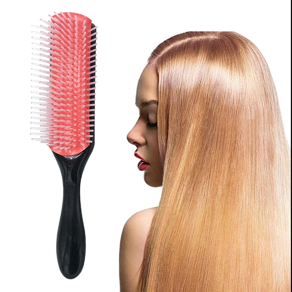 9-Rows Detangling Hair Brush Denman Detangler Hairbrush Scalp Massager Straight Curly Wet Hair Comb