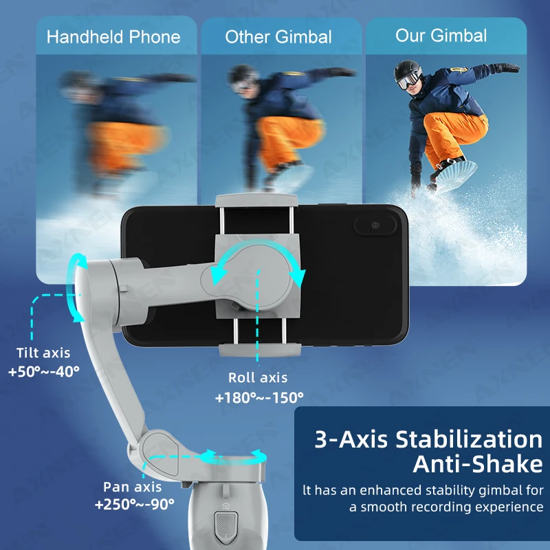 AXNEN HQ5 Gimbal 3-Axis Handheld Stabilizer for Cell Phone