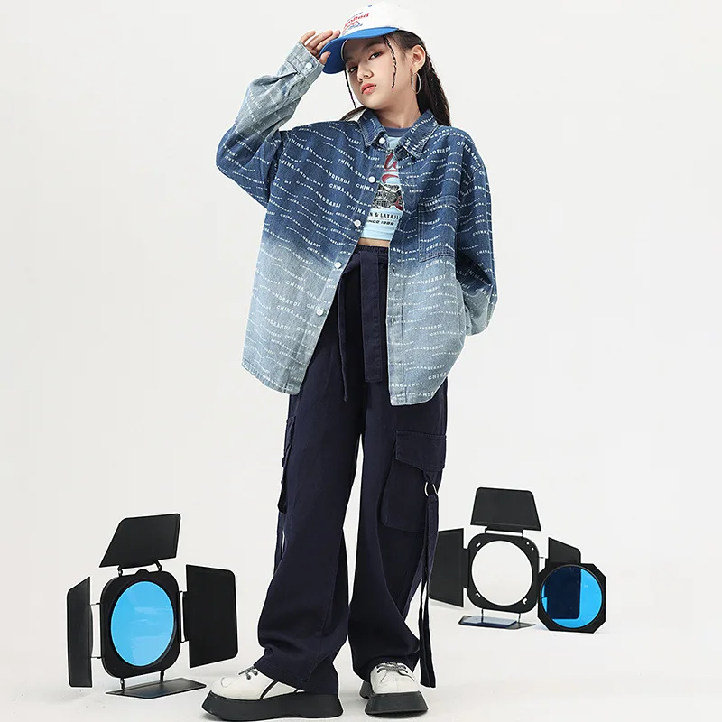 

Kids Ballroom Hip-hop Dance Clothes Girls Jazz Performance Costume Fashion Shirt Top Pants Long Sleeved Hip Hop Costumes