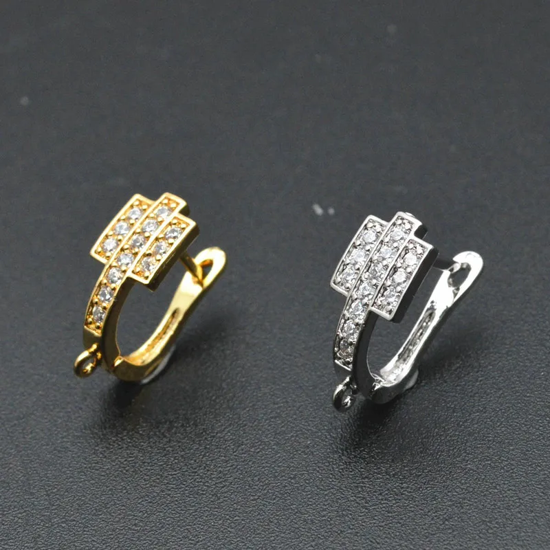 

Принадлежности для изготовления ювелирных изделий, большие U-образные крючки с покрытием из серебра и золота с фианитами для самостоятельного изготовления сережек