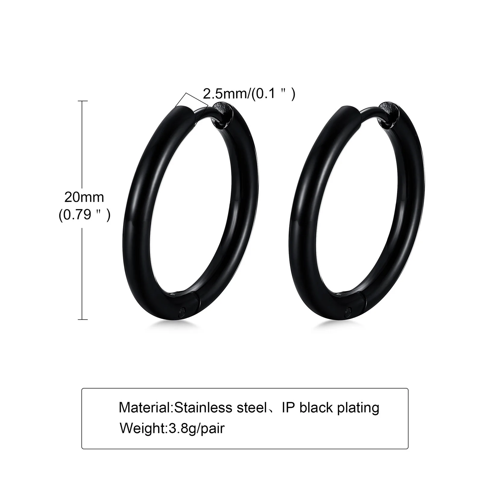 Classic Stainless Steel Hoop Earring for Men Boys,Anti Allergy Metal Huggies Hoop Earring,Simple Male Stacked Earring Jewelry