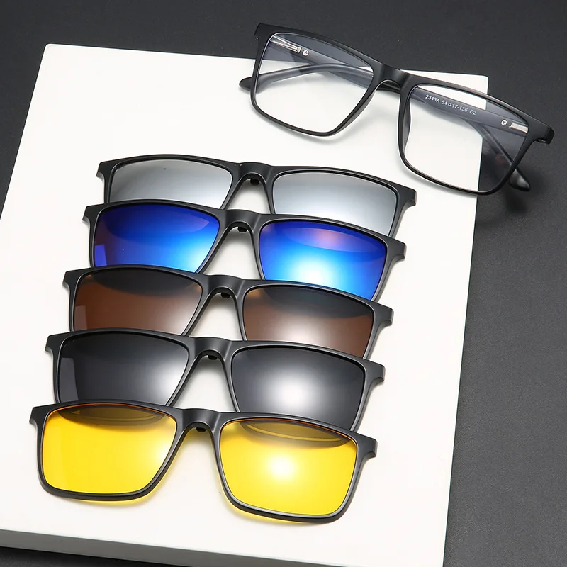 

New set of mirror magnetic sunglasses for men and women polarized sunglasses TR90 frame portable one mirror dual-use