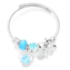 New Trendy Rhinestones Dragonfly Crystal Beaded Pendant Bracelet Stainless Steel 4 Colors Closure Bangles Women Bracelet Jewelry 4