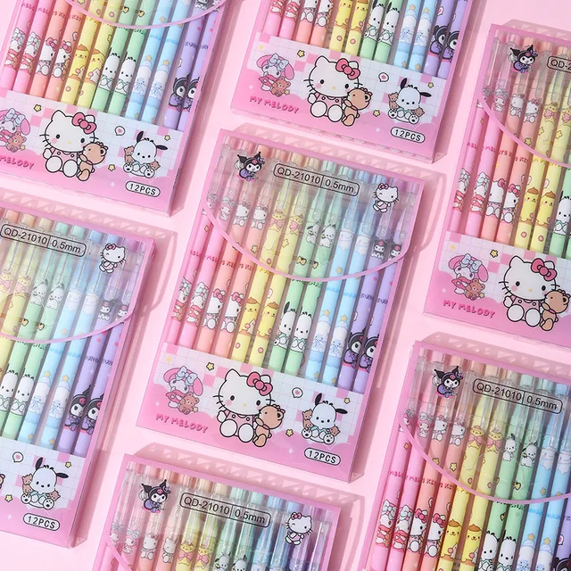 12pcs Sanrio Erasable Neutral Pen Hello Kitty Kuromi Cinnamoroll Student Gel Pens Office Stationery School Supplies Wholesale 2