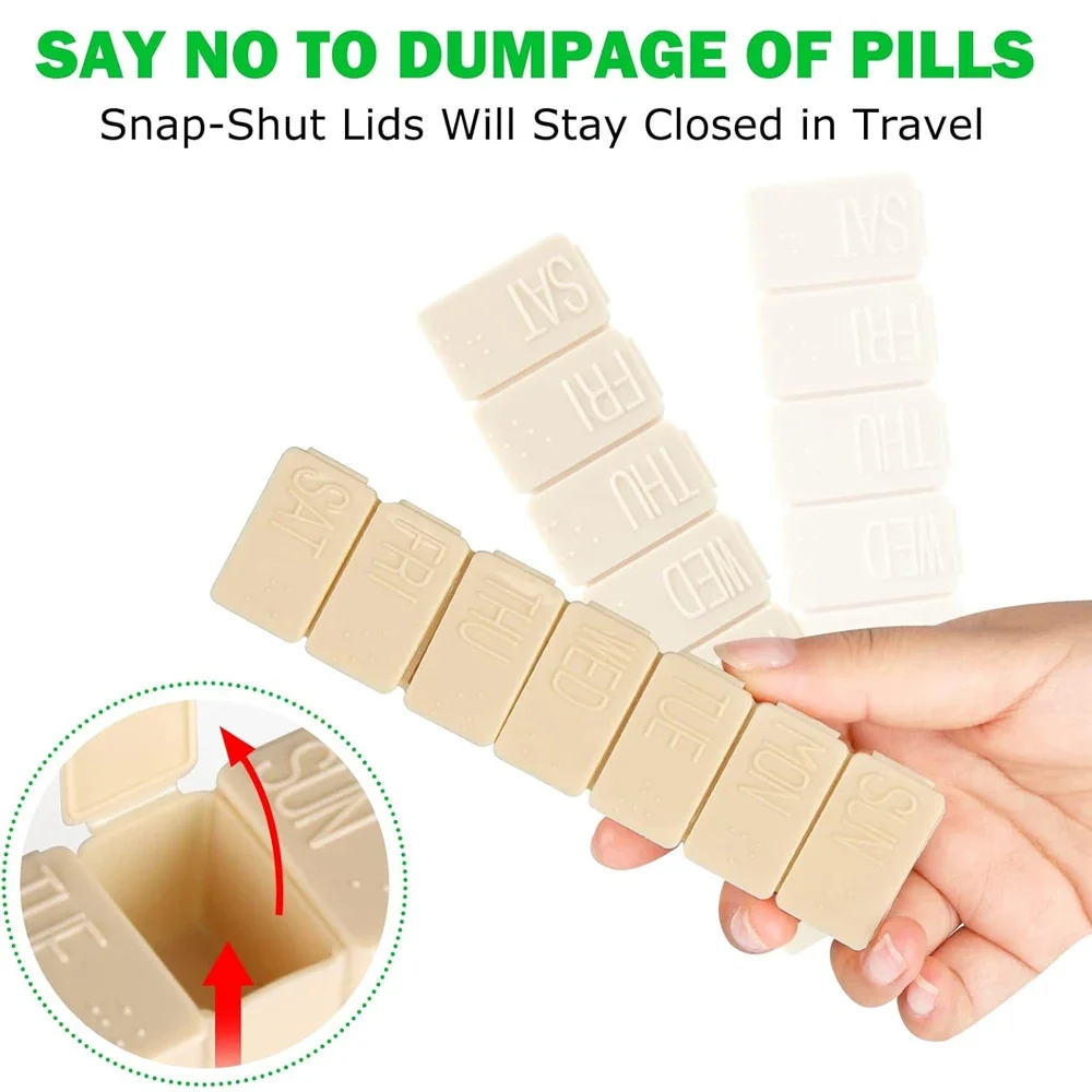 Compact 7-Day Travel Pill Organizer for Vitamins and Supplements
