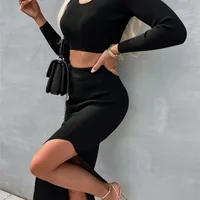 Alicia Knit Long Sleeve Bodycon Skirt Set 4