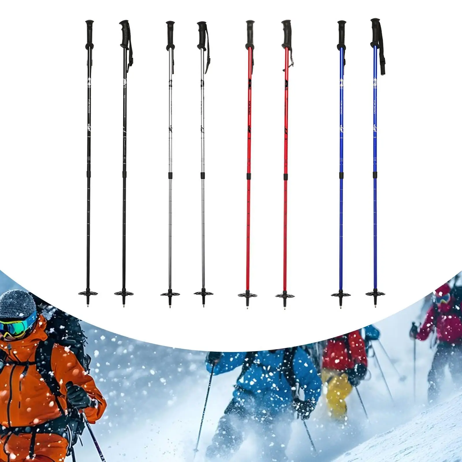 Ski Poles for Adults Kids with Lock System Ergonomic Grip Walking Sticks for Winter Sports Hiking Skiing Mountaineering Outdoor 4