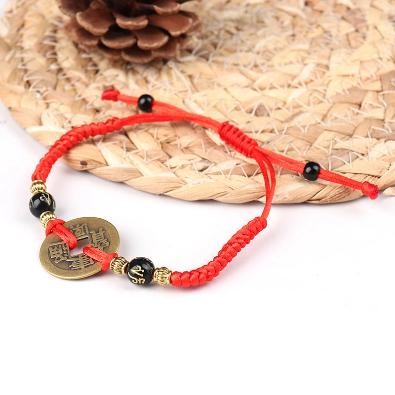 Chinese Feng Shui I Ching Ancient Coin Red String Attract Lucky Wealth Bracelets 4