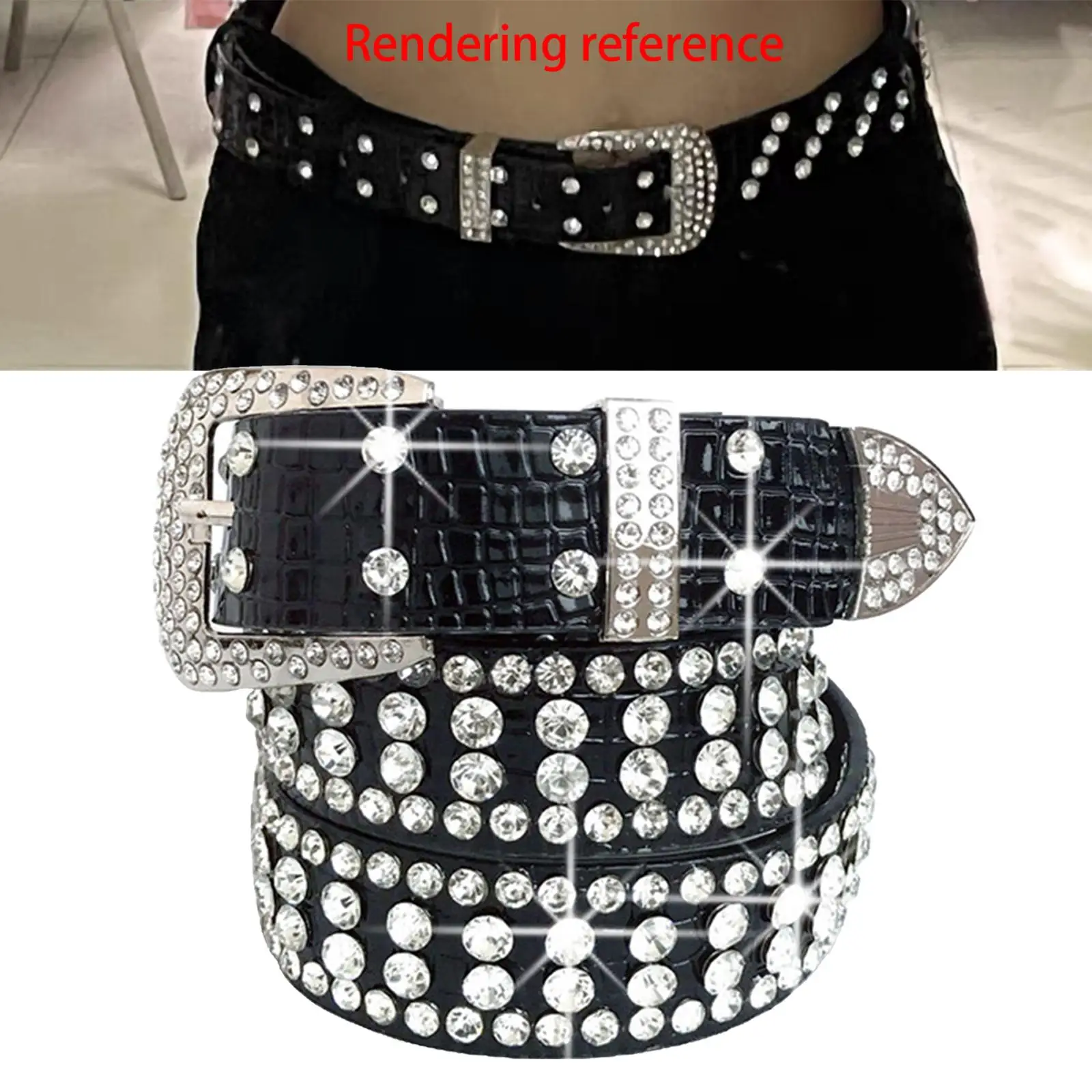 

Bling Women Waist Belt Waistband Crystal Rhinestone Waist Cinch Belt Belt Western PU for Accessories Jeans Clothing Sacks