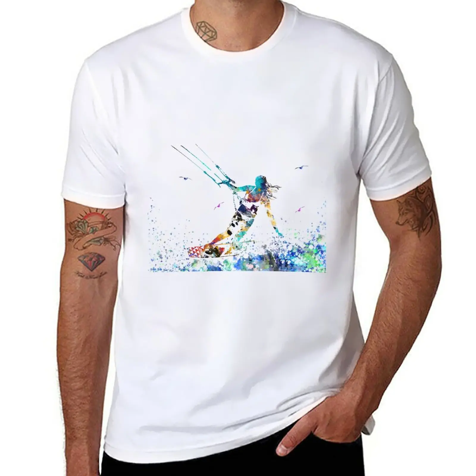 

New Kitesurfing, watercolor kiteboarding T-Shirt custom t shirt hippie clothes mens t shirts casual stylish