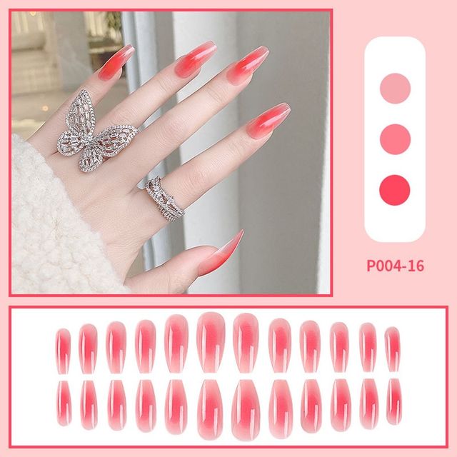 Detachable Long Coffin False Nails with Heart Clouds Designs Wearable Ballerina Fake Nail Full Nail Tips Press On Nails