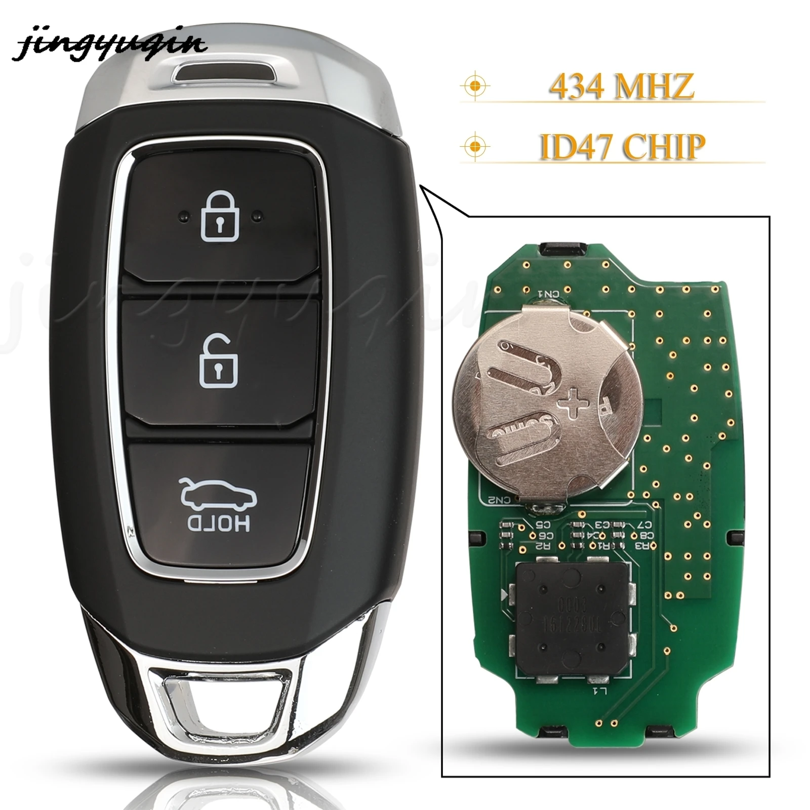 

Jingyuqin 3 кнопочный умный телефон 434 МГц ID47 для Hyundai Elantra 2017 2018 2019 без ключа Go 95440-J4000