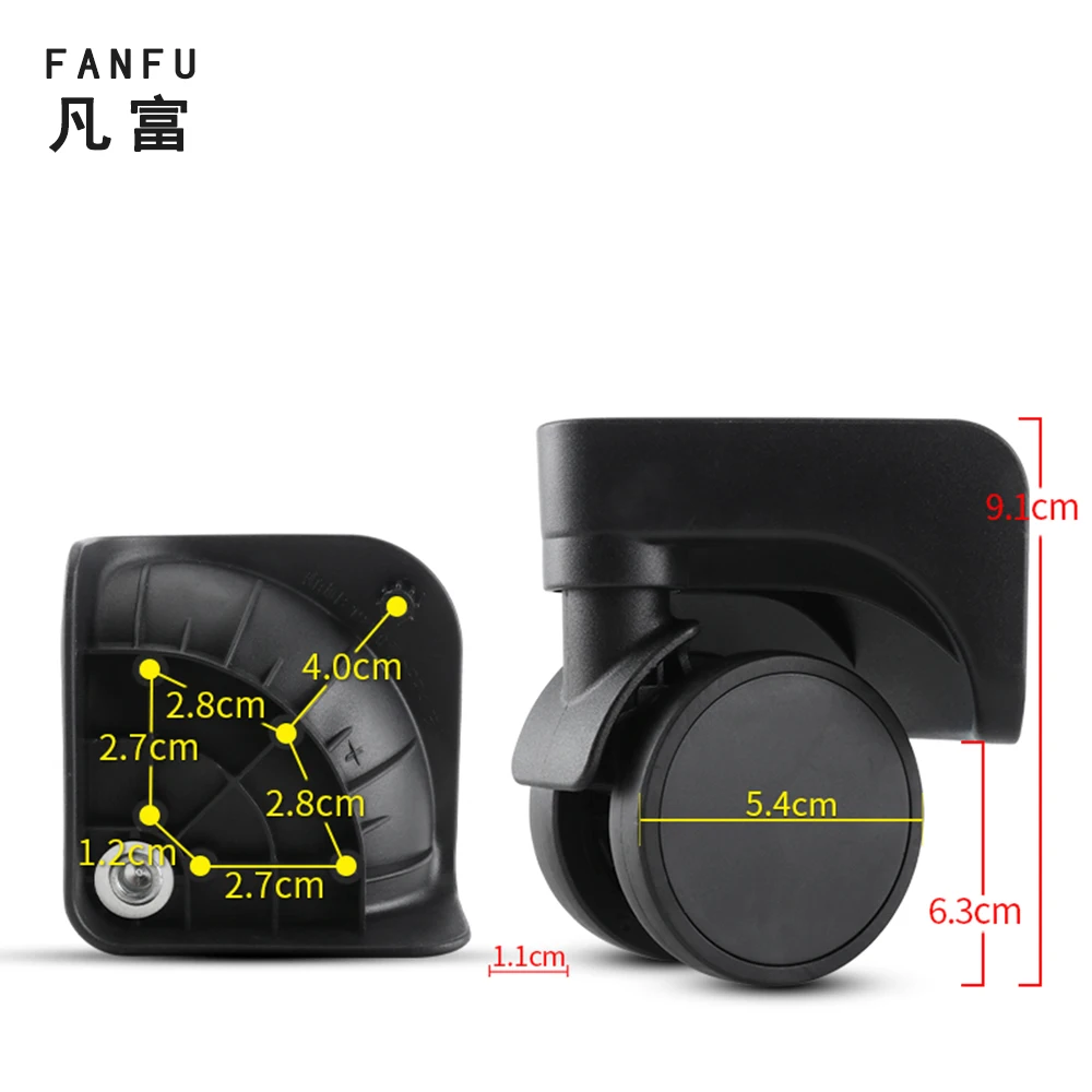 

Высококачественное колесо для багажа FANFU W388, Сменное колесо на 360 °, универсальное гладкое амортизирующее бесшумное износостойкое колесо