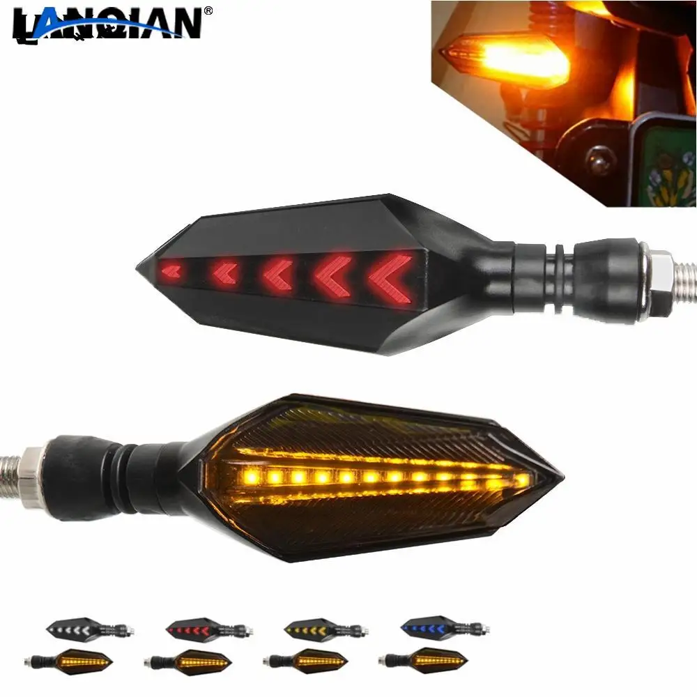 

Universal Motorcycle Turn Signals Flowing Water LED Light Tail Brake Light For Kawasaki ZX636R ZX6RR NINJA 400R 2005-2018 Parts