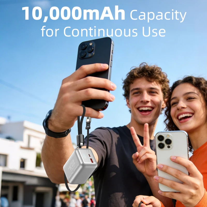 Power Bank da 10000mAh con Ricarica Rapida PD 22.5W, Caricabatterie Portatile con Cavo USB-C Integrato, Batteria Esterna per iPhone Xiaomi Samsung - Image 2