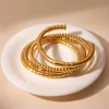 Waterproof 18k gold plating Stainless Steel Bamboo Cuff Bracelets Bangles for Woman Gold Color Wedding Female 2