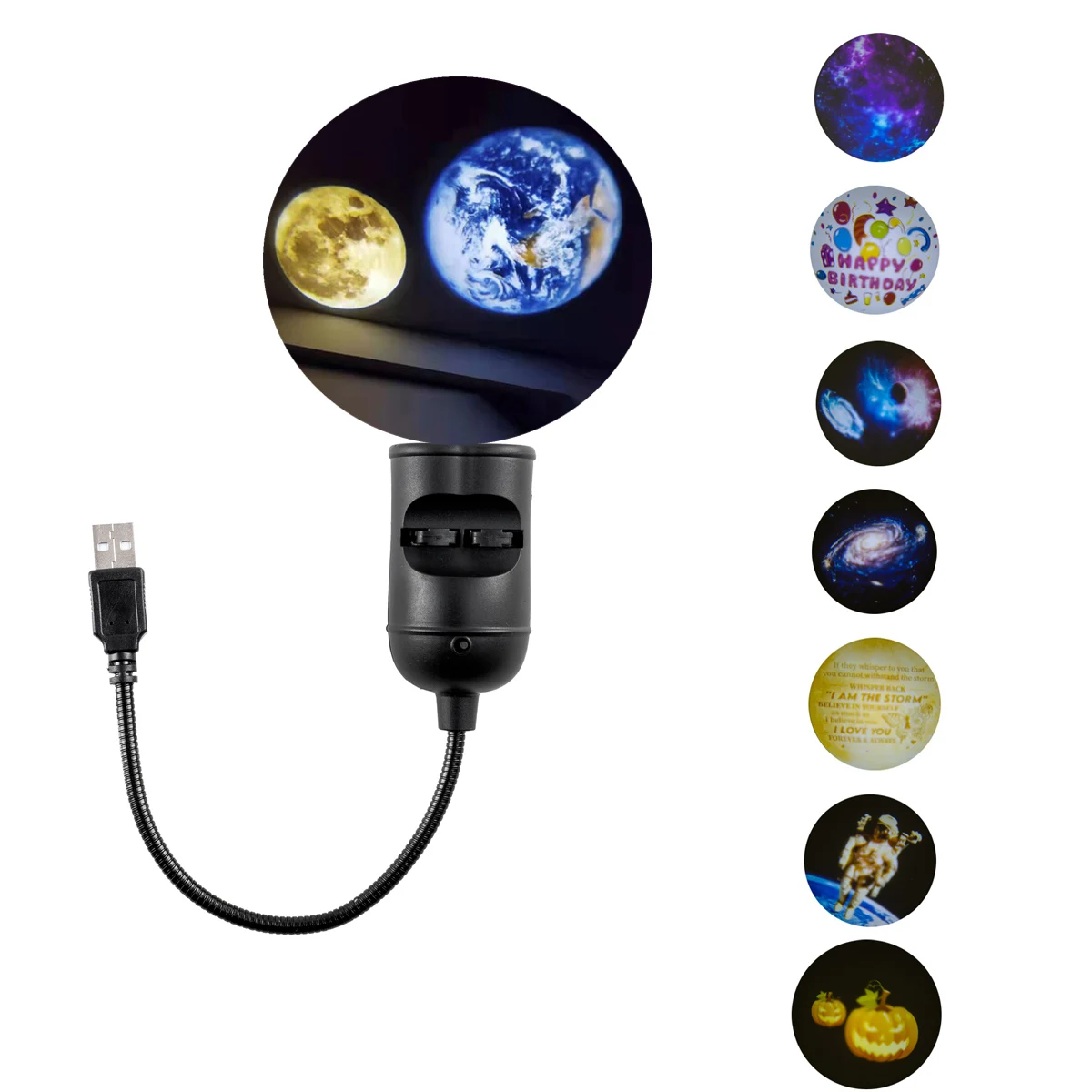 

5V USB Dynamic Planet Moon Earth LED Night Light Projection Lamp Double Tube Modes Background Kids Bedroom Atmosphere Decor