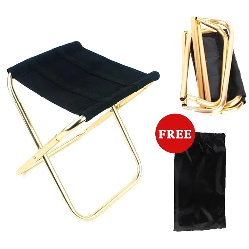 Outdoor Camping Chair Aluminum Alloy Folding Chair Small Ultralight Stool Seat For Travel Camping Hiking Fishing