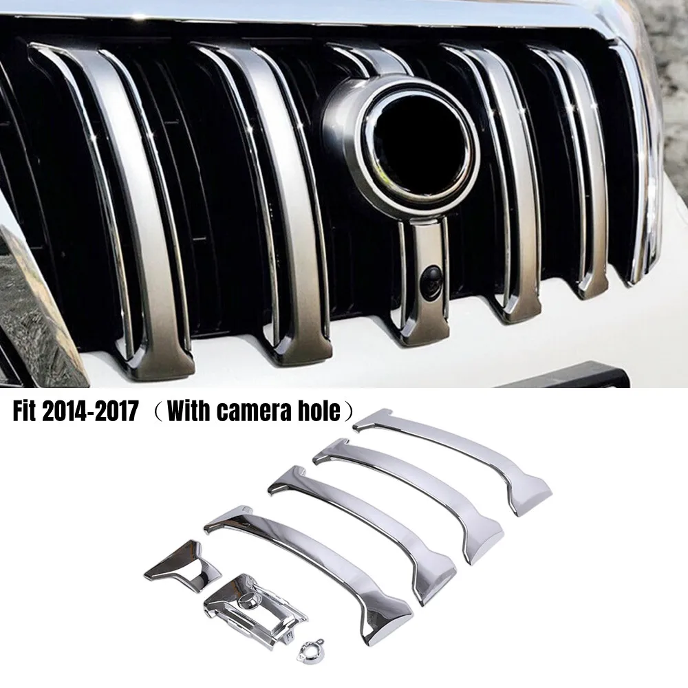 

ABS Chrome For Toyota Prado FJ150 FJ 150 2014-2017 Front Camera Grille Grill Molding Around Camera Cover Trim Car Styling 7pcs