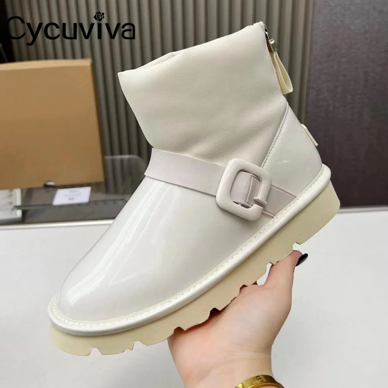 

Bramd Winter Wool Flat Ankle Boots For Women Platform Warm Casual Shoes Woman Snow Boots Thick Sole Round Toe Brand Short Boot