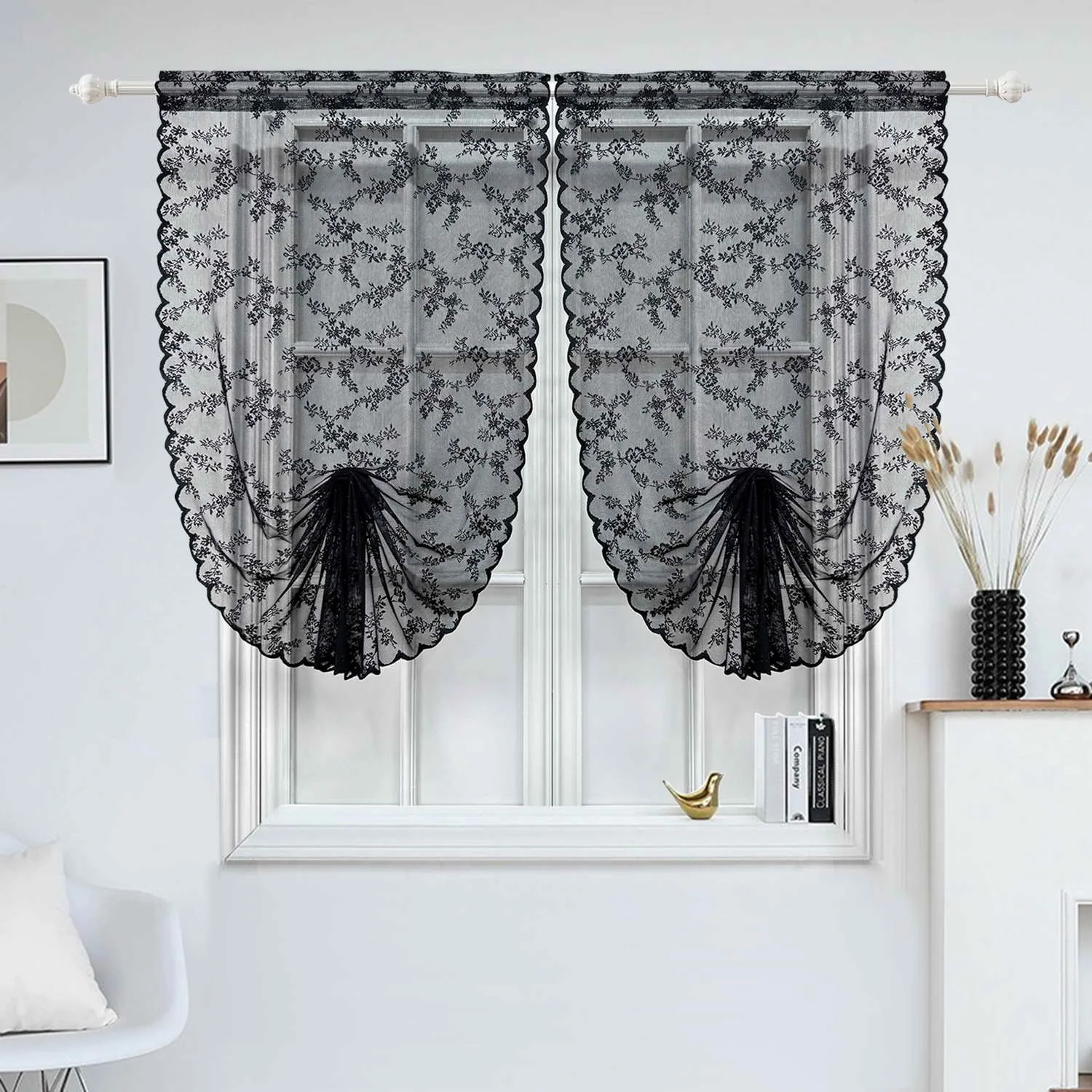 Frühlingsblumen Vorhänge Mit Wildblumen - Kurze Vorhänge Für Küche & Wohnzimmer