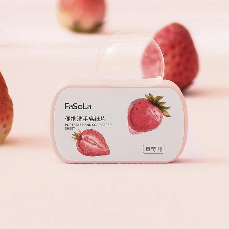 Disposable Soap Paper Portable Mini Strawberry Paper Soap Disposable Hand Washing Scented Soap Papers Hand Care Cleaning Soaps Bath Travel Supplies