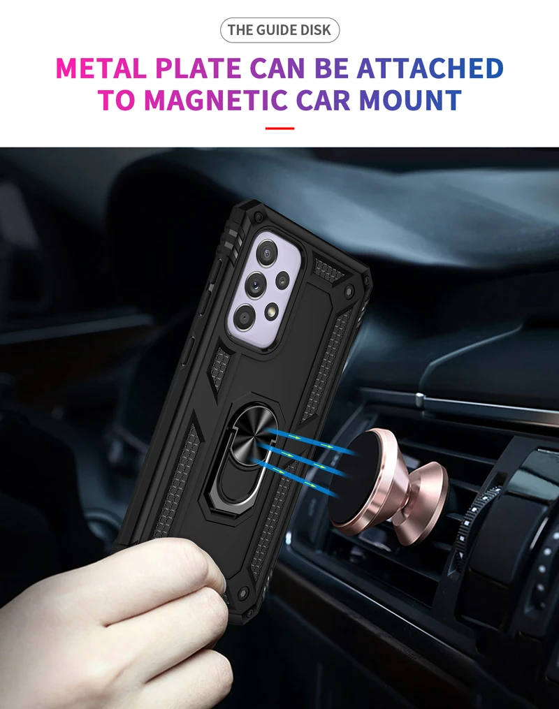 Coque blindée antichoc avec anneau métallique, étui pour Samsung Galaxy A54 A53 A52 A12 A13 A33 A23 A73 A14 A51 A50 A22 A32 A04 A34 A03s A72_voghion.com
