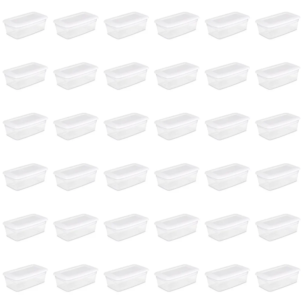 

6 Qt. Storage Box Plastic, White, Set of 36