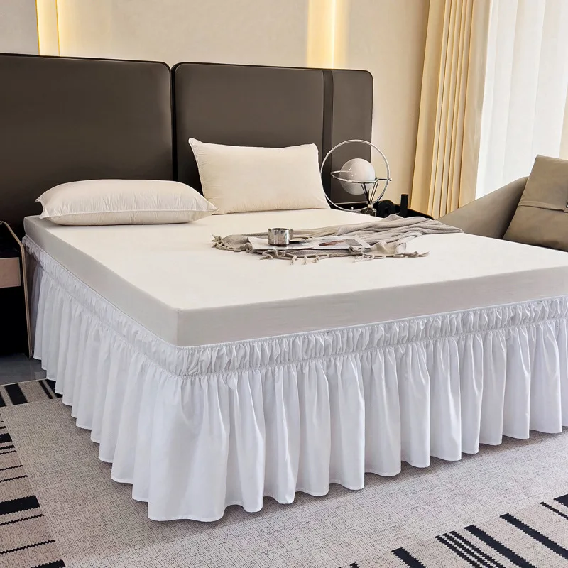 Wrap Around Dust Ruffle Bed Skirt, Bed Skirt for Full Size Beds with 40 cm Drop, Pleated Bedskirt with Brushed Fabric, Wrinkle