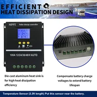 POWLSOJX MPPT 100A 80A 60A contrôleur de Charge solaire 12V 24V 36V 48V panneau solaire plomb acide/Lithium régulateur de batterie double USB 2