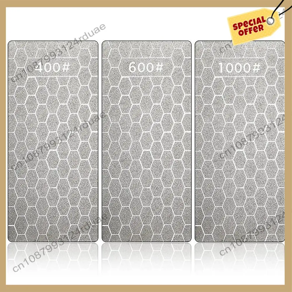 A75T 3Pcs 다이아몬드 샤프닝 스톤 세트 다이아몬드 플레이트 샤프닝 스톤 전문 벤치 스톤(400, 600, 1000)